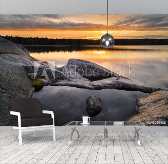 Afbeeldingen van Sunset in Swedish archipelago during summer